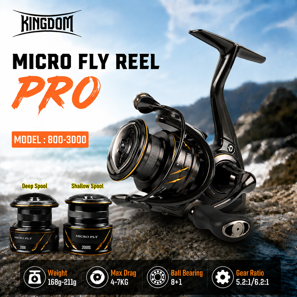 Kastking Reel Zephyr - Kingdom Micro Fly Pro Fishing Spinning