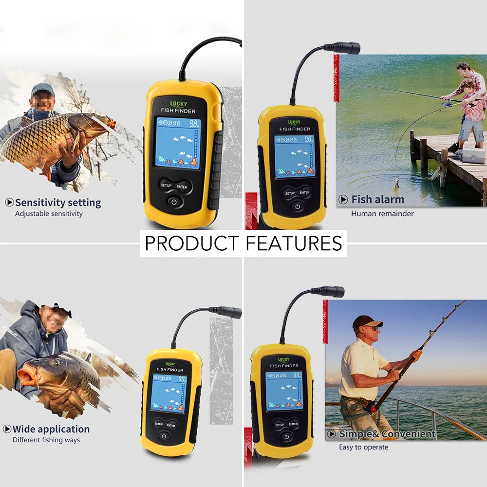 Lucky LCD Color Screen Portabl - đánh giá và giá Fish Finder Transducer