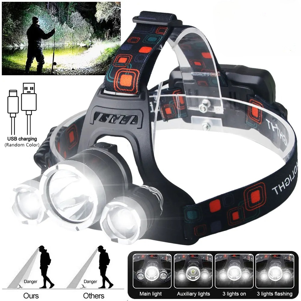 High Power LED Headlamp 18650  - đánh giá và giá Fish Finder Battery